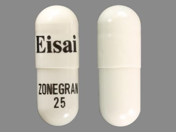 Pill Eisai ZONEGRAN 25 White Capsule/Oblong is Zonegran