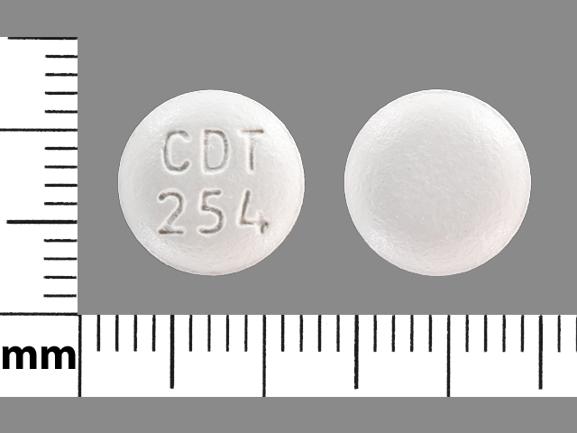 Pill CDT 254 White Round is Amlodipine Besylate and Atorvastatin Calcium