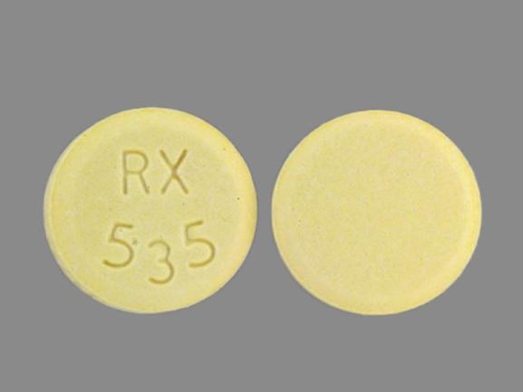 Pill RX 535 Yellow Round is Lisinopril