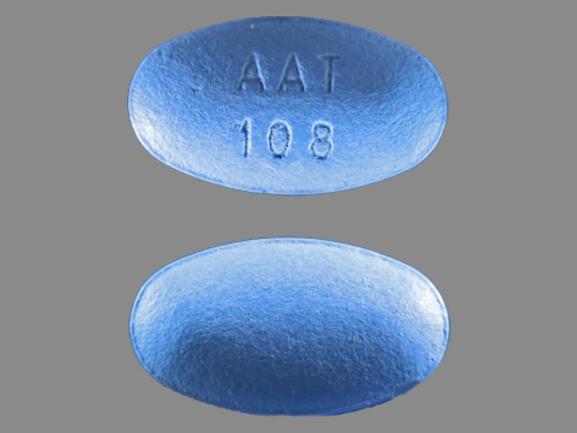 Pill AAT 108 Blue Oval is Amlodipine Besylate and Atorvastatin Calcium