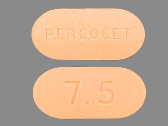 Pill PERCOCET 7.5 Orange Oval is Percocet