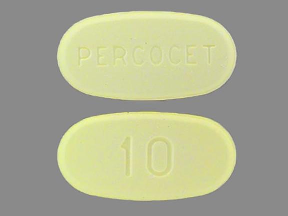 Pill PERCOCET 10 Yellow Oval is Percocet