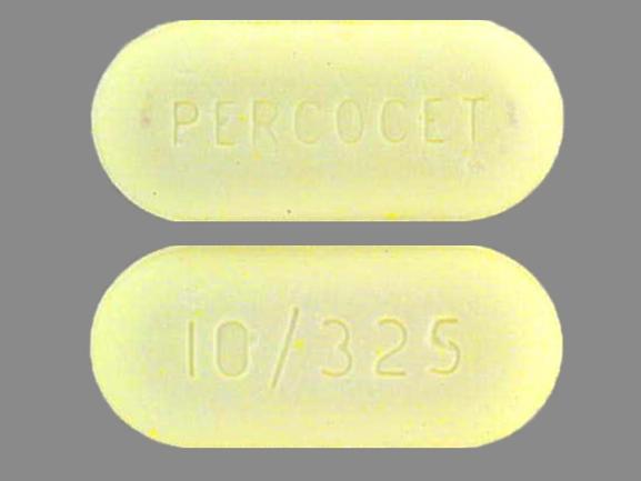 Pill PERCOCET 10/325 Yellow Oval is Percocet