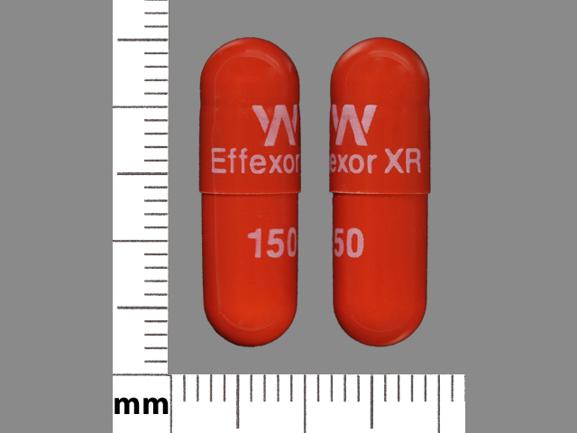 Pill W Effexor XR 150 Orange Capsule-shape is Effexor XR