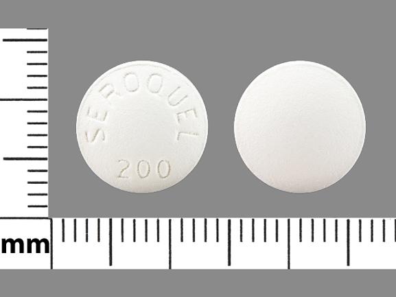 Pill SEROQUEL 200 White Round is Seroquel