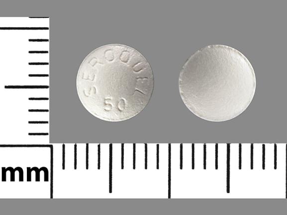 Pill SEROQUEL  50 White Round is Seroquel