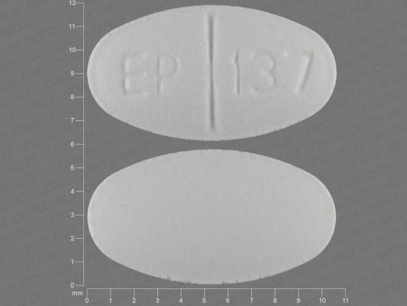 Pill EP 137 White Oval is Benztropine Mesylate
