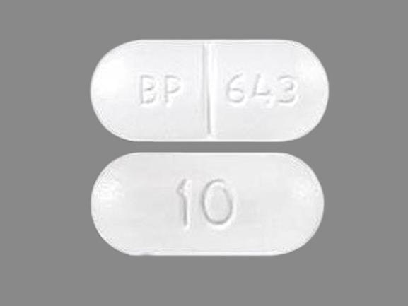 Pill BP 643 10 White Capsule/Oblong is Acetaminophen and Hydrocodone Bitartrate