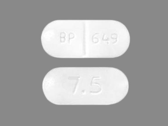 Pill BP 649 7.5 White Capsule/Oblong is Acetaminophen and Hydrocodone Bitartrate