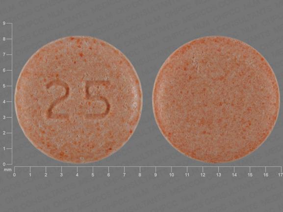 Pill 25 Orange Round is Hydralazine Hydrochloride