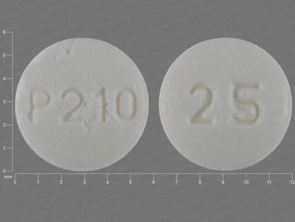 Pill P210 25 White Round is Acarbose