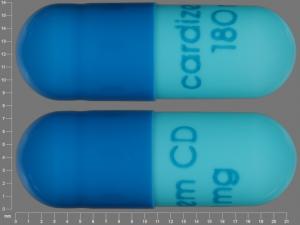 Pill cardizem CD 180 mg Blue Capsule/Oblong is Cardizem CD