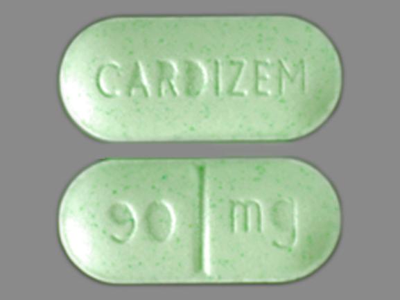 Pill 90 mg CARDIZEM Green Oval is Cardizem