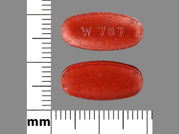 Pill W 787 Red Oval is Carbidopa, Entacapone and Levodopa