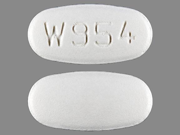 Pill W954 White Oval is Clarithromycin