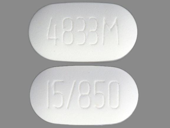 Pill 4833M 15/850 White Elliptical/Oval is Actoplus Met.