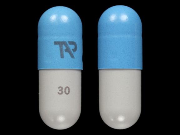 Pill TAP 30 Blue & Gray Capsule/Oblong is Kapidex