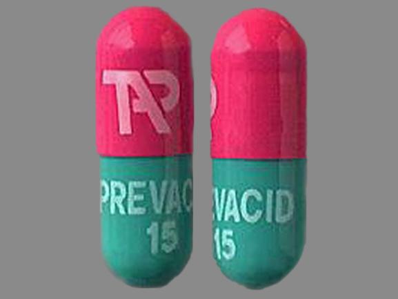 Pill TAP PREVACID 15 Pink Capsule/Oblong is Prevacid