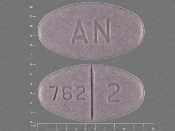 Pill AN 762 2 Purple Oval is Warfarin Sodium