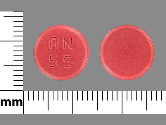 Pill AN 55 Pink Round is Demeclocycline Hydrochloride