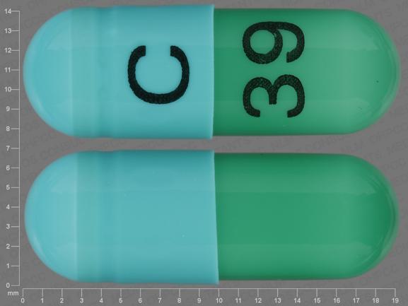 Pill C 39 Blue Capsule/Oblong is Clindamycin Hydrochloride