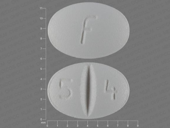 Pill F 5 4 White Elliptical/Oval is Escitalopram Oxalate.