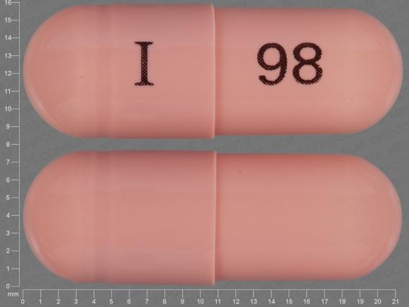 Pill I 98 Pink Capsule/Oblong is Amlodipine Besylate and Benazepril Hydrochloride