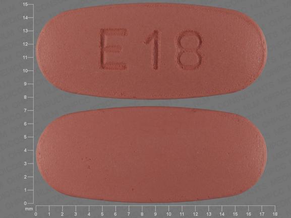 Pill E 18 Red Capsule/Oblong is Moxifloxacin Hydrochloride