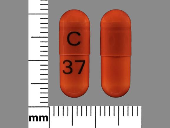 Pill C 37 Orange Capsule/Oblong is Stavudine