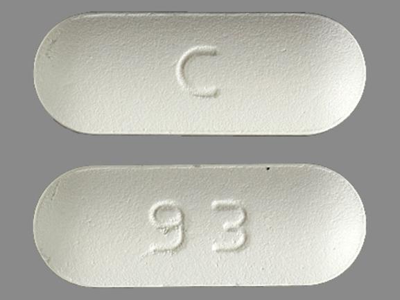 Pill C 93 White Capsule/Oblong is Ciprofloxacin Hydrochloride