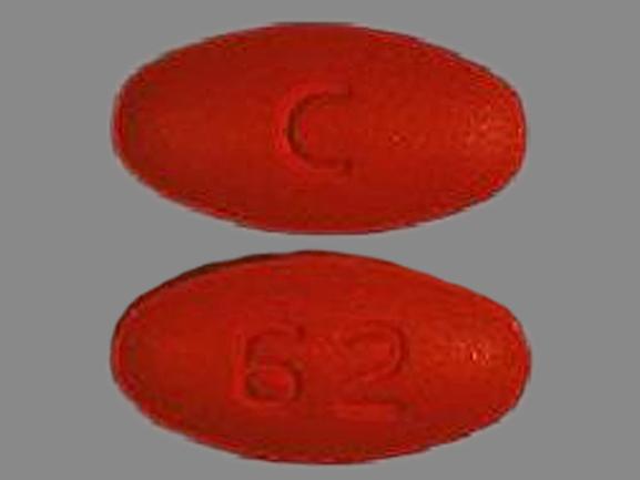 Pill C 62 Red Oval is Cefpodoxime Proxetil