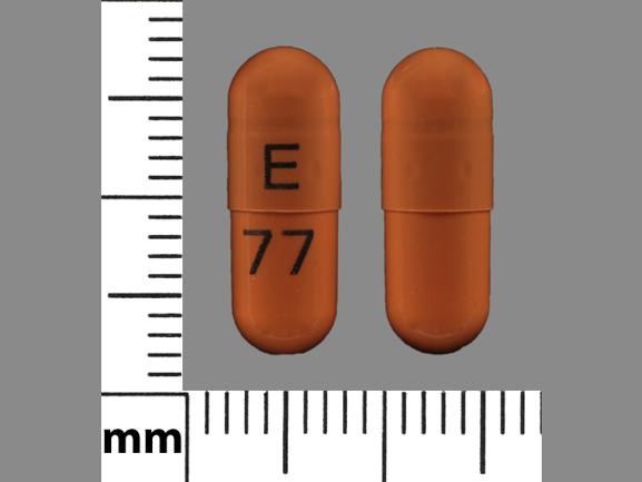 Pill E 77 Brown Capsule/Oblong is Stavudine