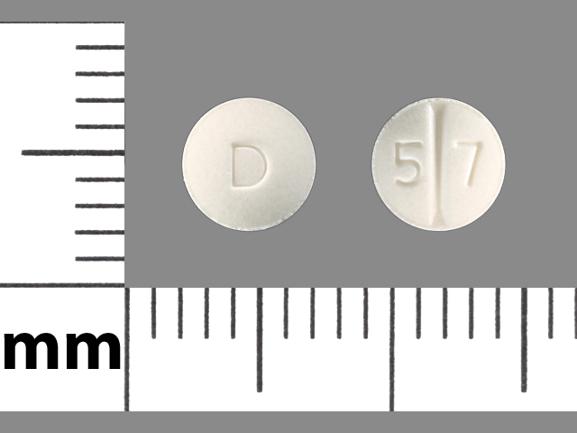 Pill D 5 7 White Round is Perindopril Erbumine
