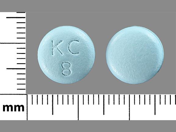 Pill KC 8 Blue Round is Potassium Chloride Extended-Release
