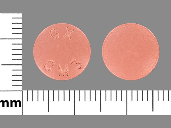 Pill GX CM3 Pink Round is Atovaquone and Proguanil Hydrochloride