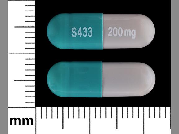 Pill S433 200 mg Gray Capsule/Oblong is Carbamazepine Extended-Release