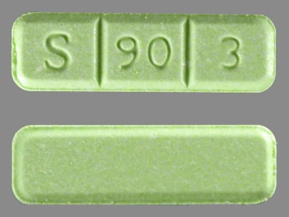 S 90 3 Pill Images (Green / Rectangle)
