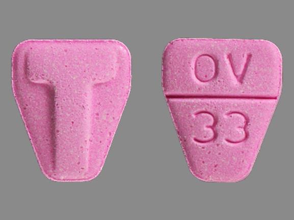 Pill T OV 33 Purple U-shape is Tranxene T-Tab
