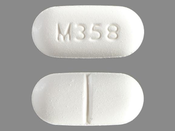 Pill M358 White Capsule/Oblong is Acetaminophen and Hydrocodone Bitartrate