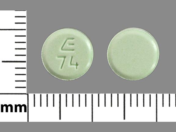Pill E 74 Green Round is Lovastatin