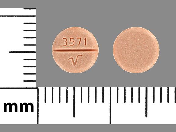 Pill 3571 V Orange Round is Hydrochlorothiazide