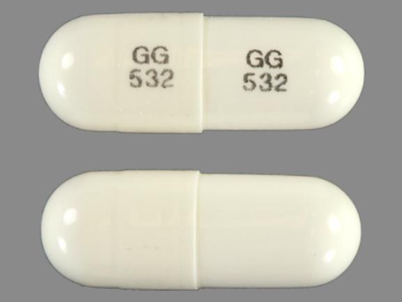 Pill GG 532 GG 532 White Capsule/Oblong is Temazepam