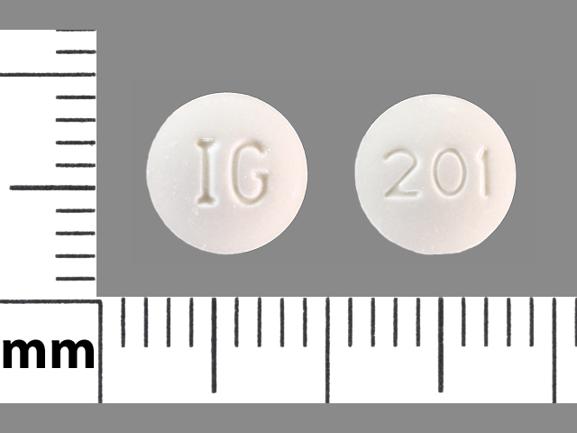 Pill IG 201 White Round is Fosinopril Sodium