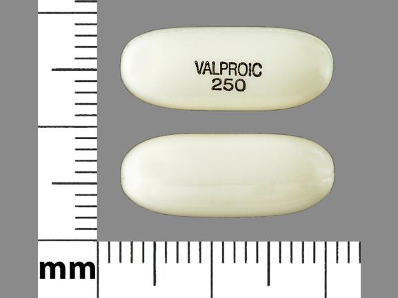 Pill VALPROIC 250 White Capsule-shape is Valproic Acid