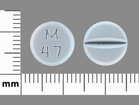 Pill M 47 Blue Round is Metoprolol Tartrate