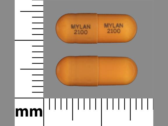 Pill MYLAN 2100 MYLAN 2100 Brown Capsule/Oblong is Loperamide Hydrochloride