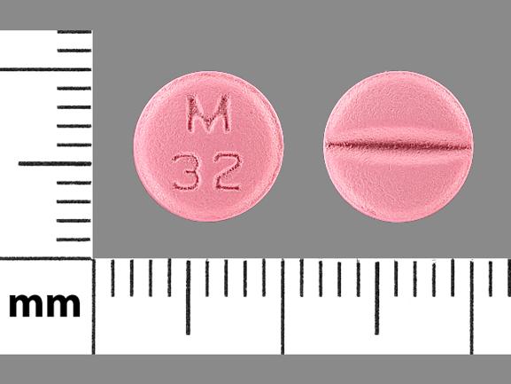 Pill M 32 Pink Round is Metoprolol Tartrate.