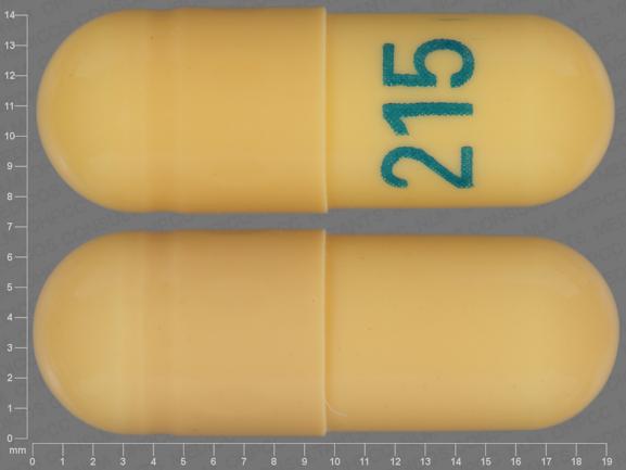 Pill 215 Yellow Capsule/Oblong is Gabapentin
