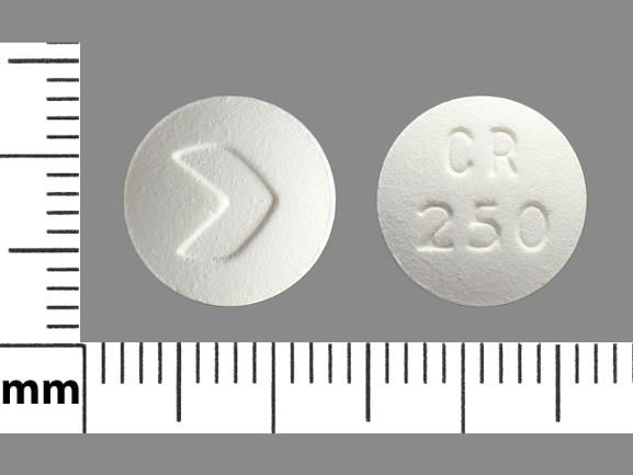 Ciprofloxacin hydrochloride 250 mg CR 250 >