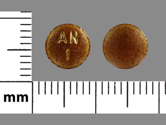 Pill AN 1 Brown Round is Phenazopyridine Hydrochloride